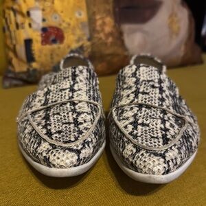Cole Haan Black and White Flats with Snake Print